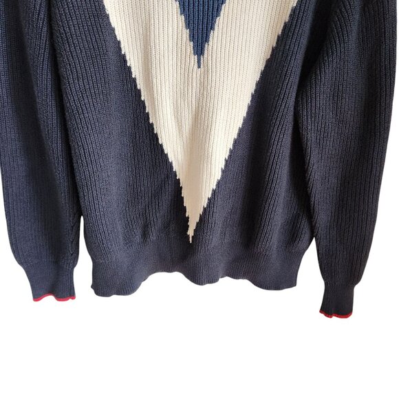 Rag & Bone Sweater Men's Large Blue Emory Cotton Crew Neck Colorblock Cotton - Picture 3 of 10